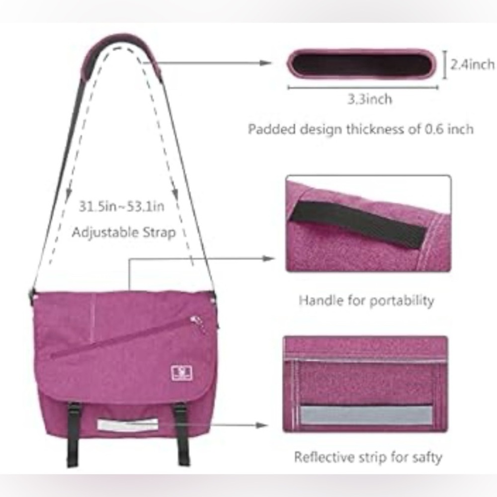 Traveling this year? Oiwas Messenger Bag ~ Purple Canvas Satche - Picture 8 of 8